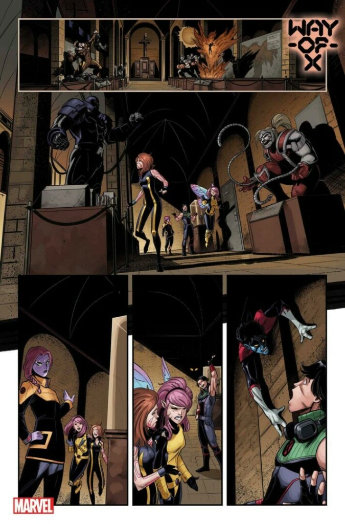 Viñetas de otra página de 'X-Men: Way o X' que muestran a varios de los mutantes