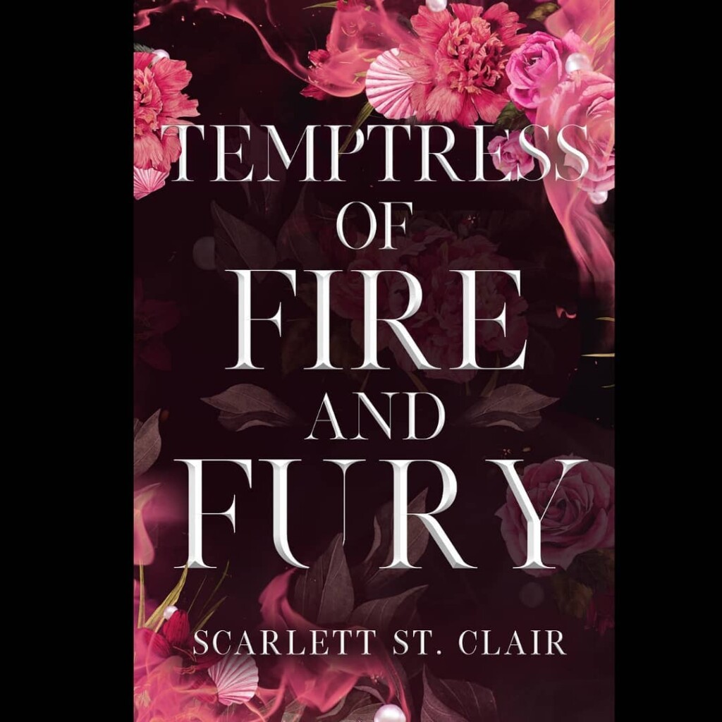Cubierta de Temptress of fire and fury, con flores rosas y malvas