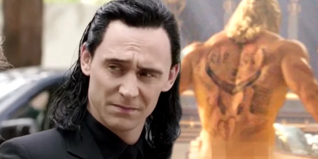 Loki y el tatuaje que lleva Thor en la espalda en 'Thor: Love and Thunder'